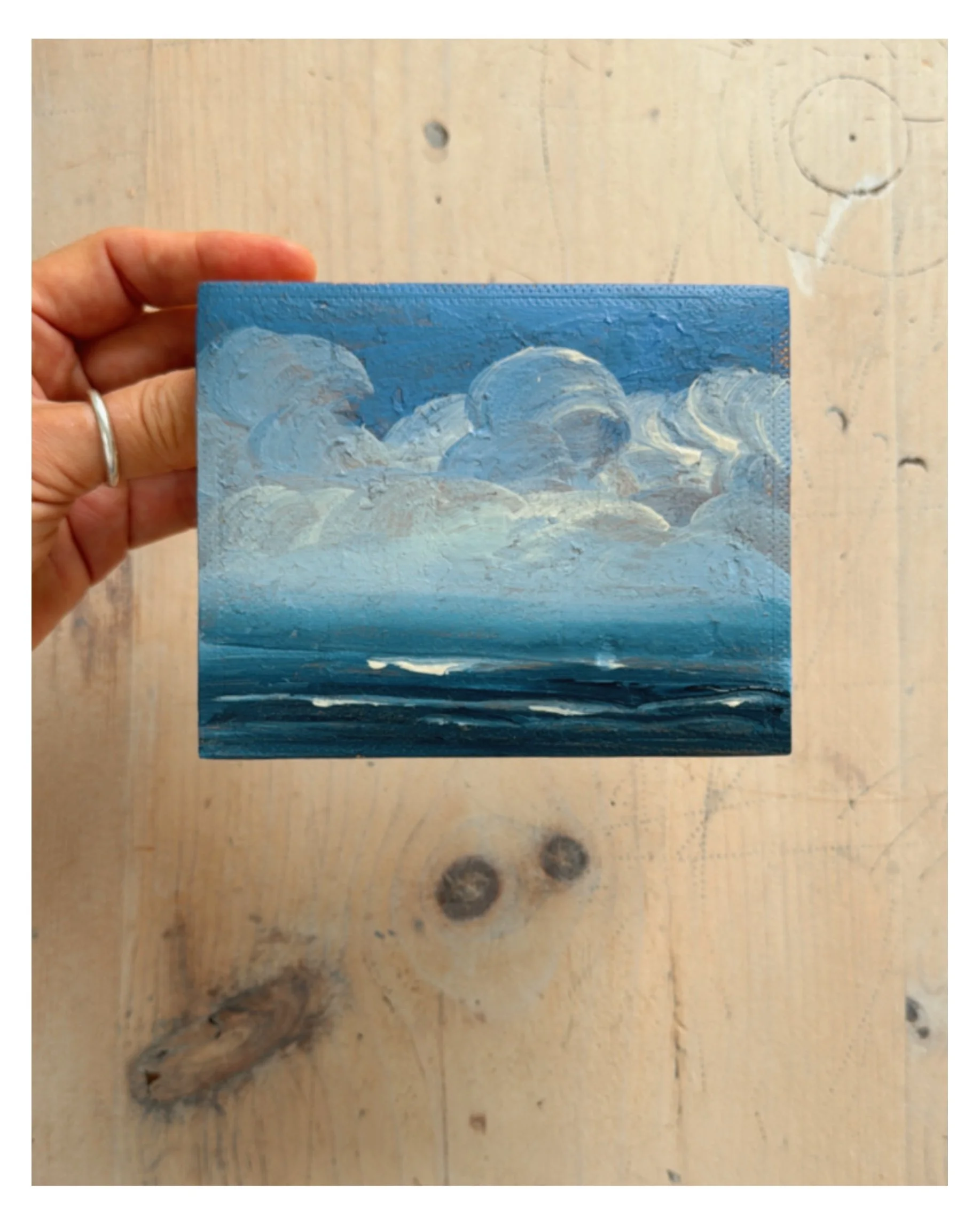 Out at Sea |  (acrylic painting on vintage wooden box) I Cape Cod Studio