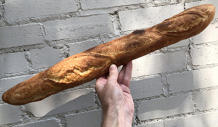  This is our baguette. Notice how, if you’d like to, you can throw it like a javelin. We think it’s far too beautiful and delicious to be tossing it around like athletic apparatus, but go ahead and do what you do. 