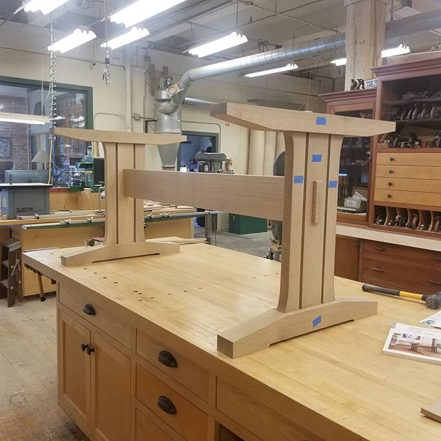 Building a craftsman style trestle table over our winter break. .
.
.
Homestead Cabinetmakers 
Custom Furniture &amp; Cabinetry made in Kalamazoo, MI
.
.
.
www.welovewoodworking.com .
.
.
#customdesign #customfurniture #kalamazoo #woodworkersofinstag