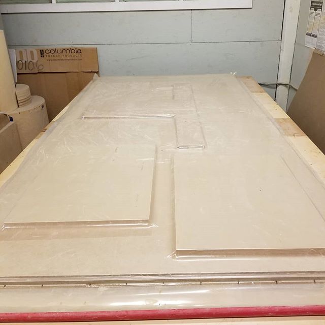 We LOVE our vacuum bag. So many possibilities! Here we're gluing up parts for a unique display cabinet. More pictures to come!
.
.
.
Homestead Cabinetmakers
.
.
www.welovewoodworking.com 
Custom Furniture &amp; Cabinetry made in downtown Kalamazoo, M