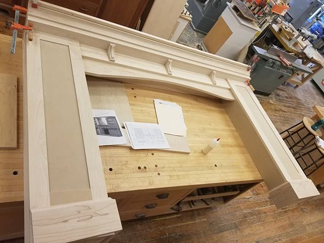 Check out the work we're doing on this custom mantelpiece. It'll be painted then headed to its home in Pennsylvania! Looking for custom woodwork? DM us!
.
.
.
Homestead Cabinetmakers 
www.welovewoodworking.com
Custom Furniture &amp; Cabinetry made in