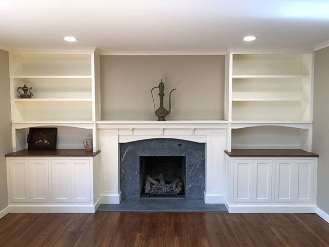 A few before and after shots of a project we completed for a client in Pennsylvania. The painted bookshelves feature  quartersawn oak tops. Have work? WILL TRAVEL! We're not limited to southwest Michigan! 😉

Homestead Cabinetmakers 
Custom Furniture