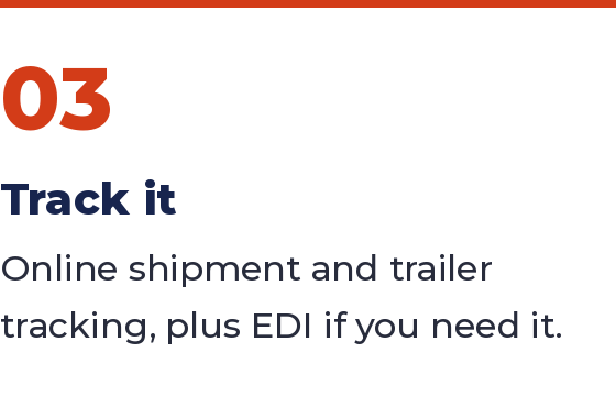 Text from a digital graphic about online shipment and trailer tracking, mentioning EDI if needed.