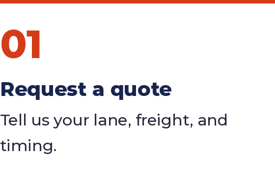 Section titled 'Request a quote' with instructions to tell lane, freight, and timing