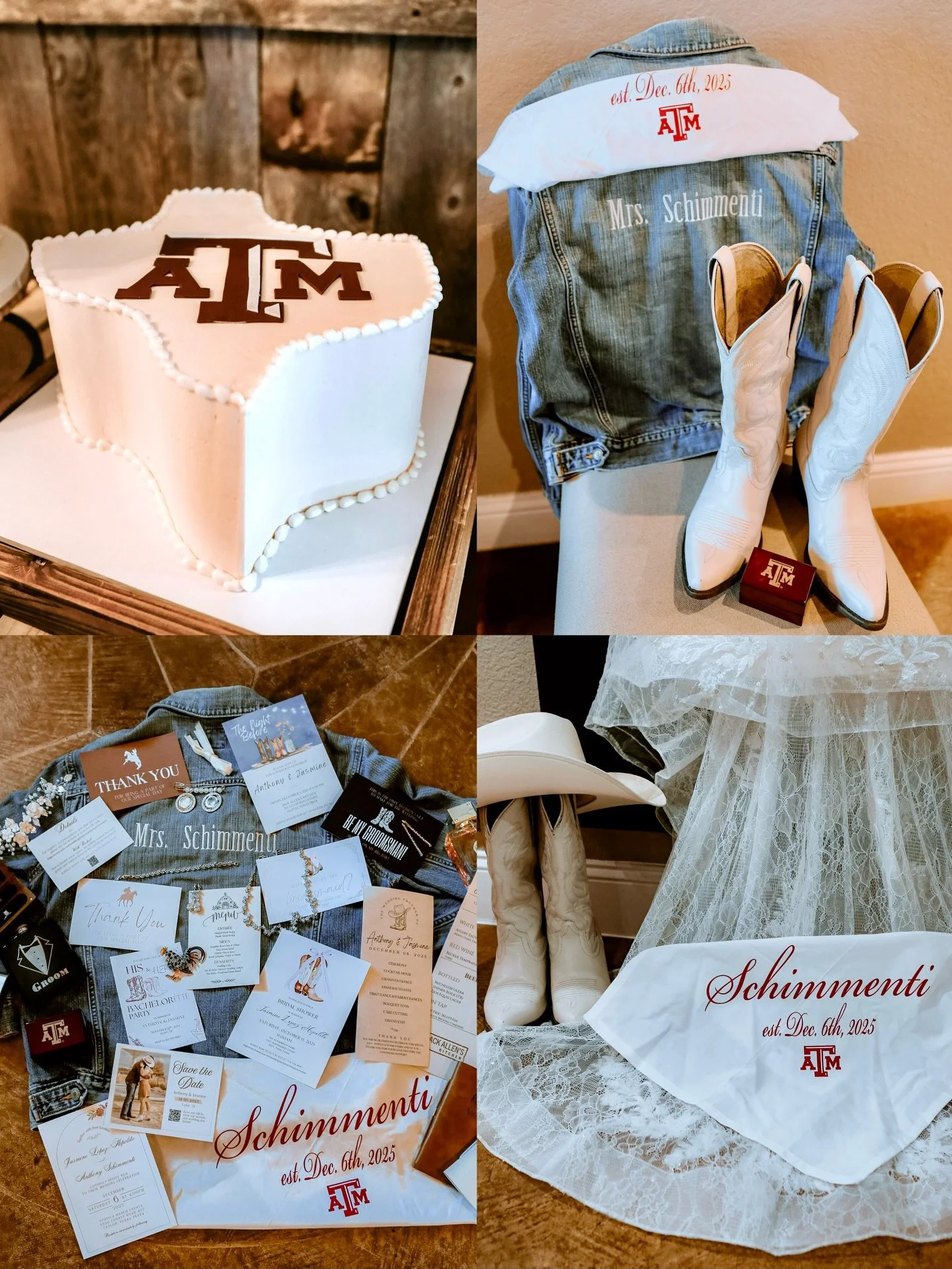 Aggies Spirit @jazzykins9510 @aggieszone 

A Texas A&amp;M alumni wedding beautifully blends tradition, loyalty, and Aggie spirit into a celebration of love.Some couples include the Aggie Ring in their photos or decor, symbolizing the values and comm