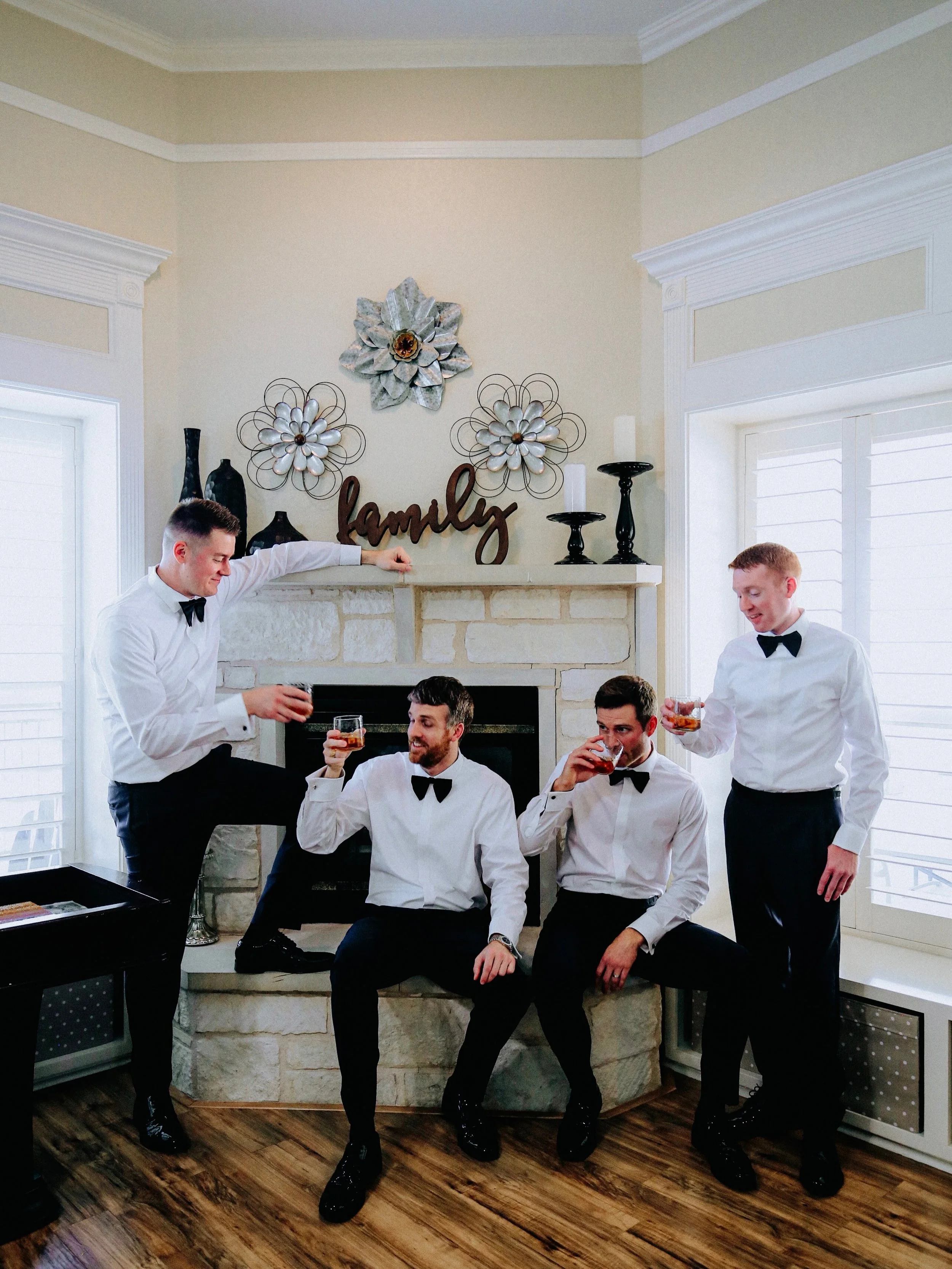 The behind-the-scenes moments of the groom and his groomsmen getting ready are often filled with energy, laughter, and quiet anticipation before the ceremony begins. From adjusting ties and buttoning jackets to sharing a toast and exchanging jokes, t