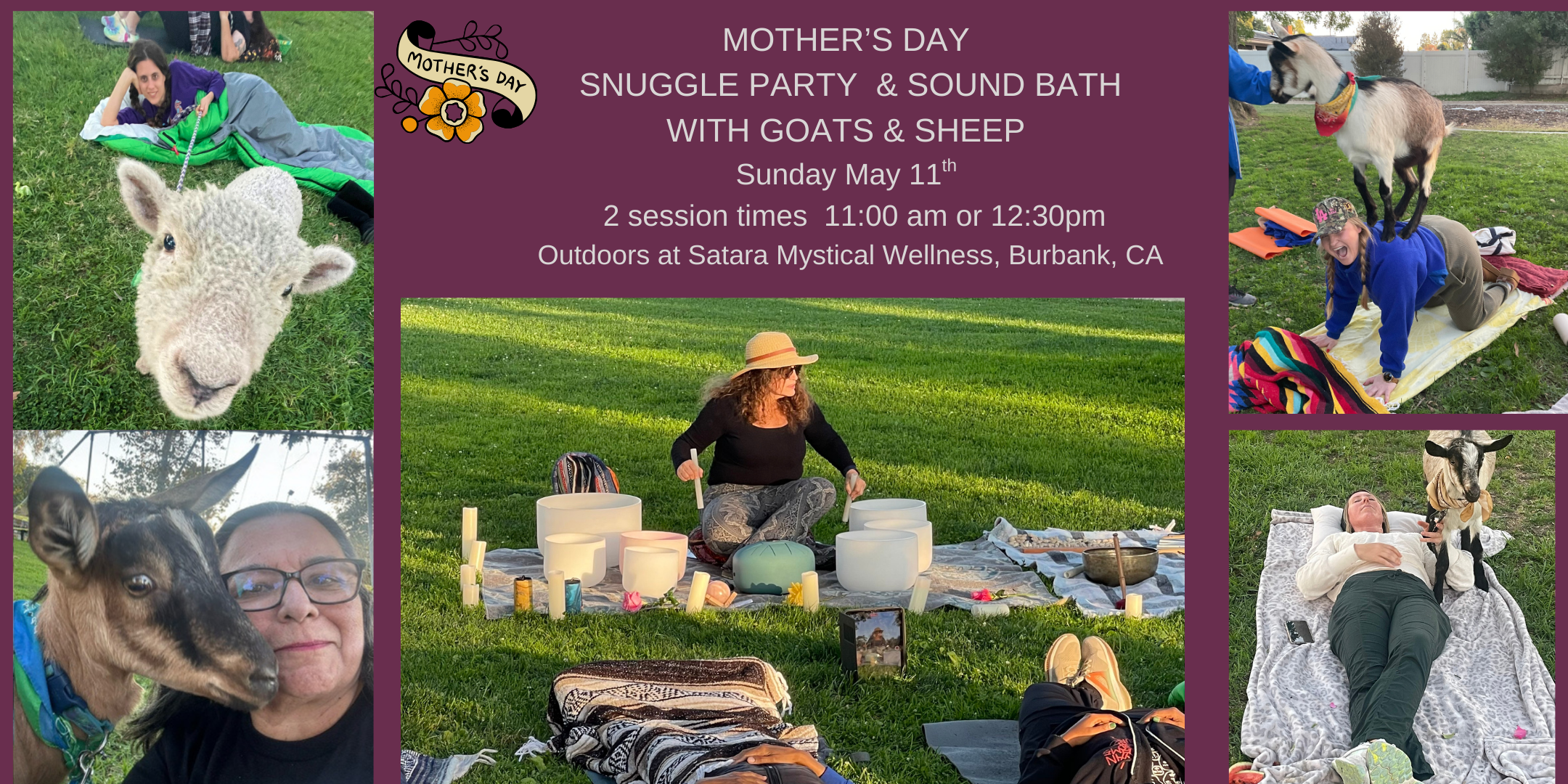 Mother's Day Snuggle Party & Sound Bath with Goats & Sheep - 2 sessions
