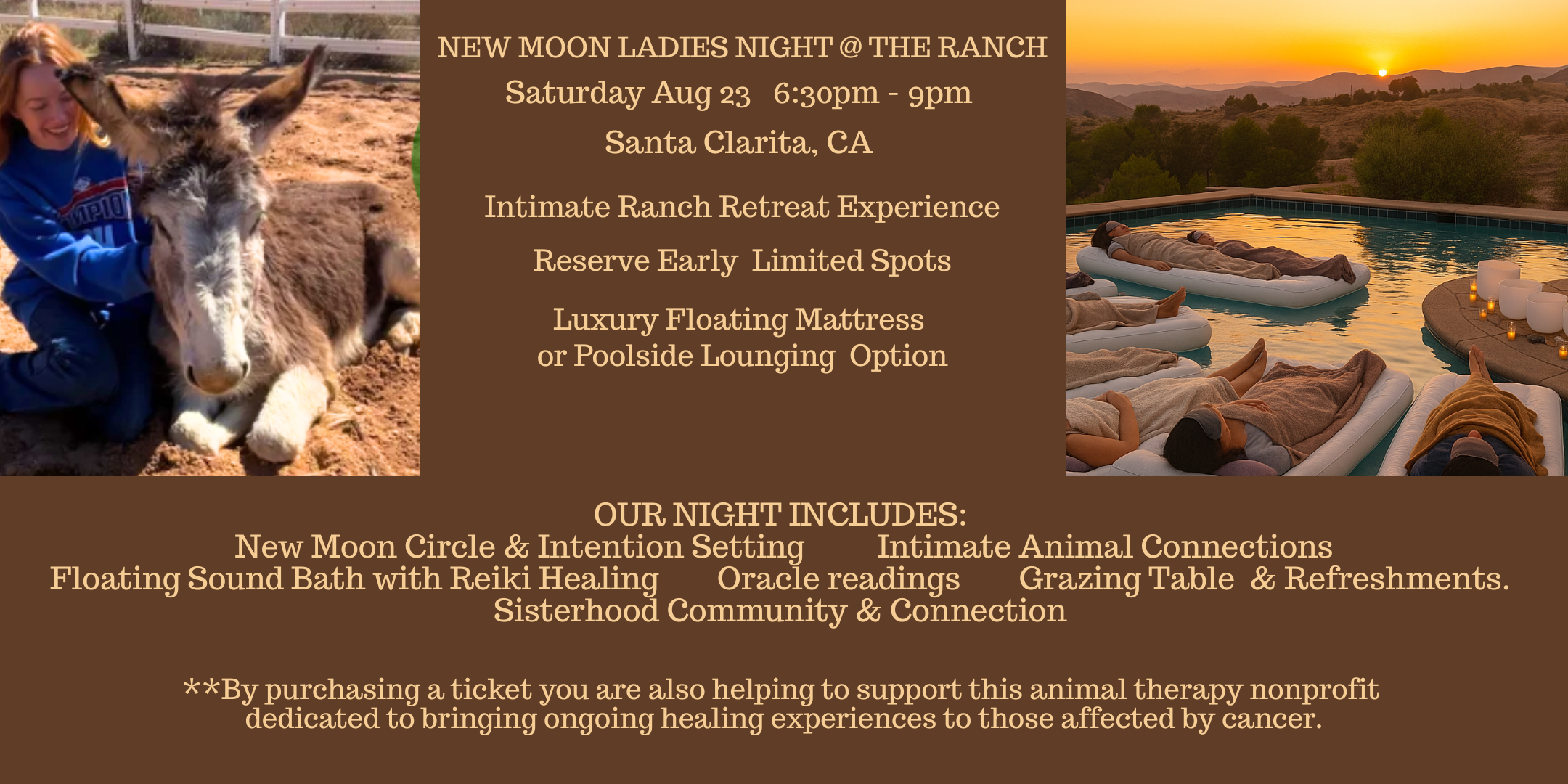Aug 23 New Moon Ladies' Night Ranch Retreat Experience - Help Support Press Paws Retreat