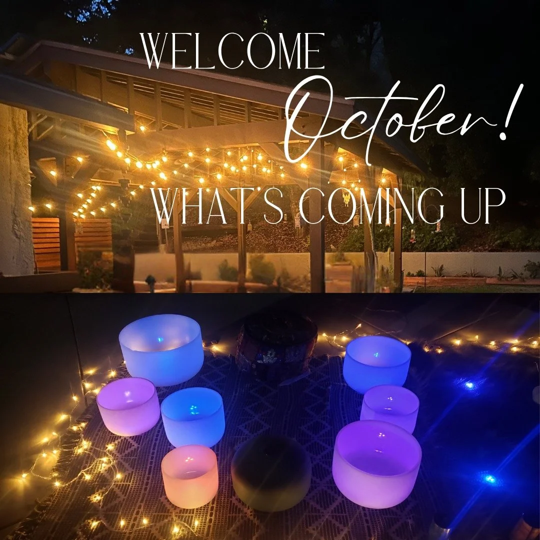 🍂 October Magic Awaits! ✨

Welcome to **October*! The veil is thinning, the air is crisp, and our sacred **Sisterhood** is gathering to embrace the season's magic. This month is packed with soulful connections, powerful **Sound Baths**, and a little