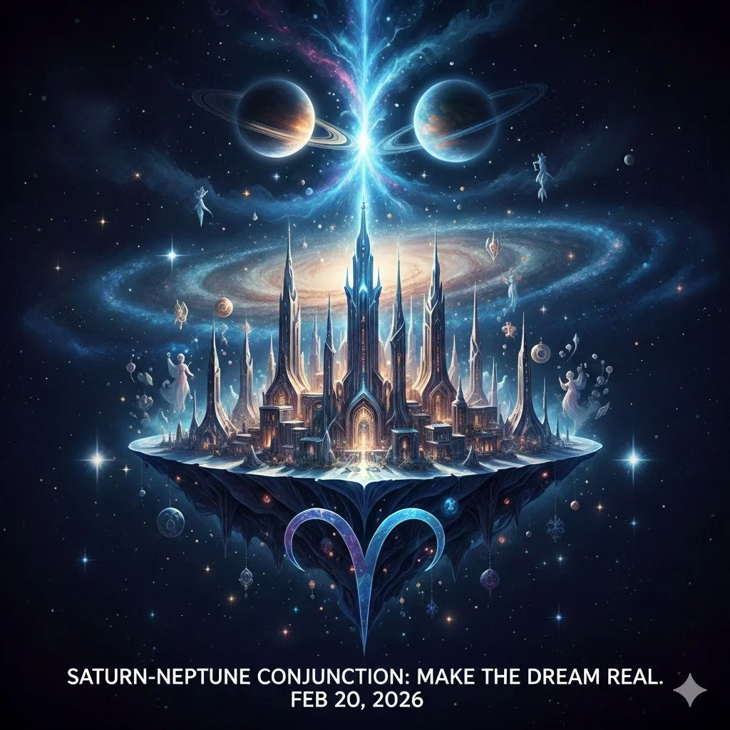 THE GREAT RESET: When Dreams Get a Deadline 🪐✨

We&rsquo;ve officially hit the Aries Point. Today, Saturn (the planet of structure) and Neptune (the planet of dreams) are holding hands at 0&deg; Aries, starting a brand new 36-year cycle.

This isn't