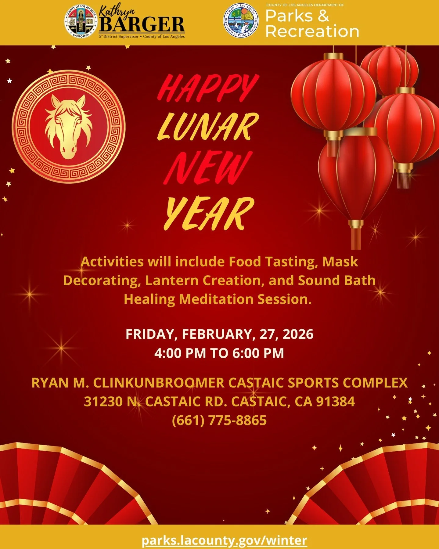 Looking to start the new year with high vibrations? Join me for a special Community Sound Bath at Castaic Sports Complex as part of the Lunar New Year celebration with @lacountyparks 

Enjoy an evening of culture, creativity, and deep relaxation. Whe