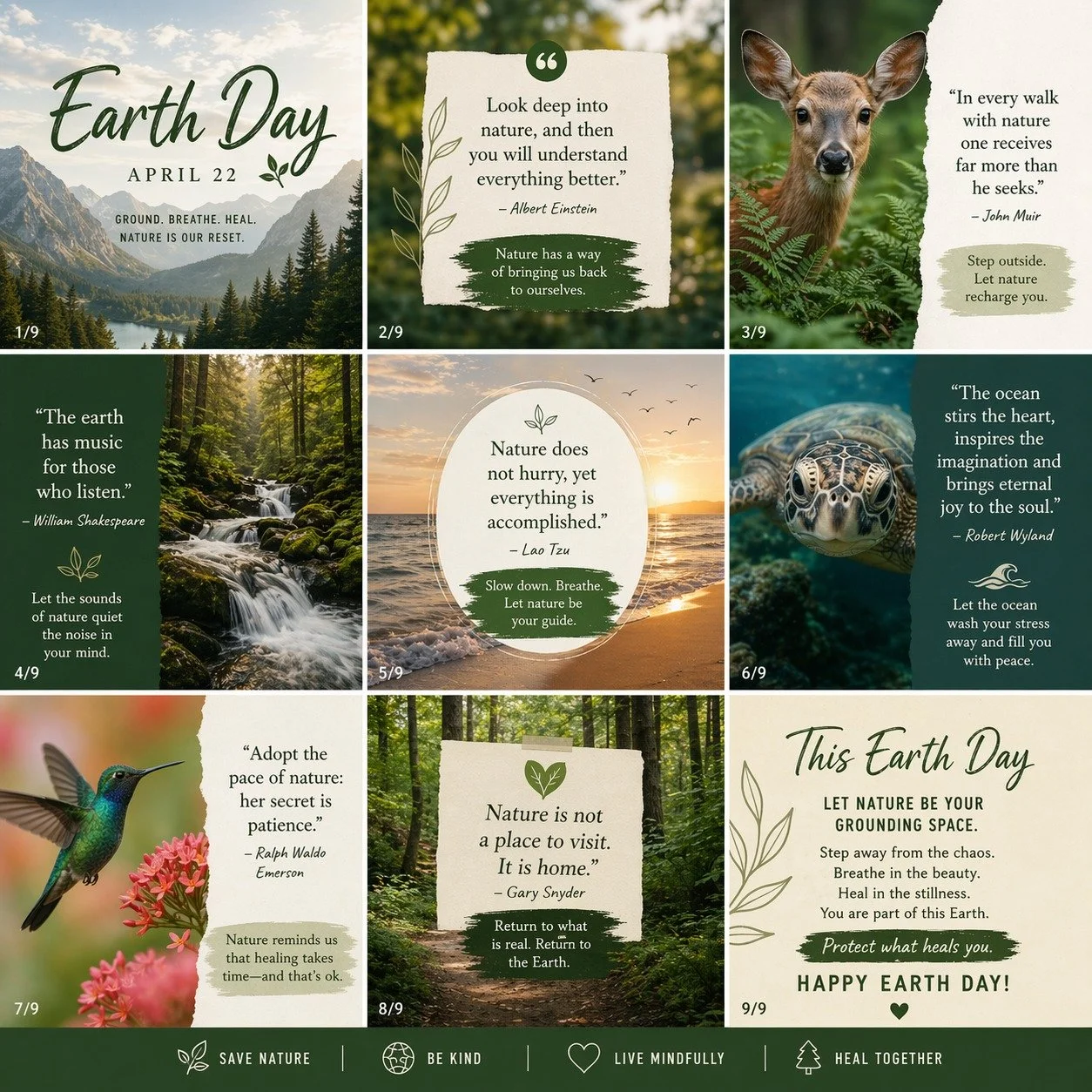 Earth Day reminder 🌿
Slow down. Breathe. Protect what heals you.

Nature and animals show us how to come back into our bodies&hellip; to be fully present, grounded, and alive.

Join me for **Nature Nurture Experiences**&mdash;where we connect with a