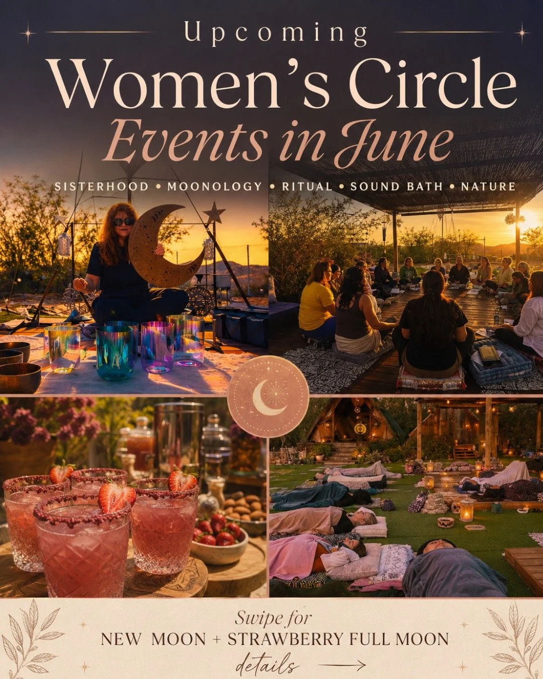 ✨ Upcoming June Women&rsquo;s Circle Events ✨  at this magical private location @spiritual_shangri_la

Two beautiful evenings of sisterhood, Moonology, ritual, sound healing, and connection in nature under the summer night sky.

🌙 New Moon + Summer 