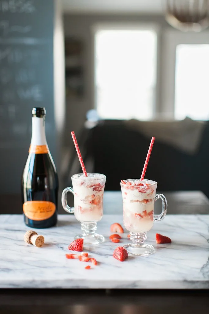 Strawberry Champagne Floats