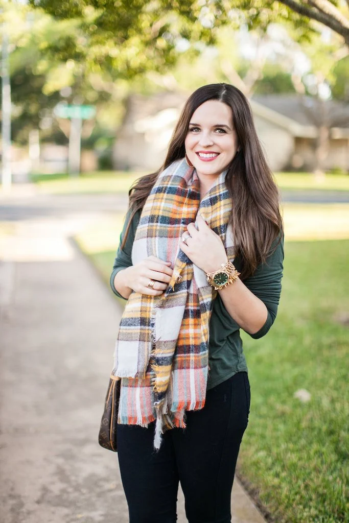 Green and Orange Blanket Scarf