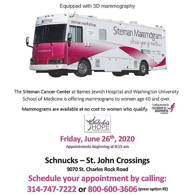 It's Midday Mammogram Monday!!!
Call now 314 747 7222 ext.2