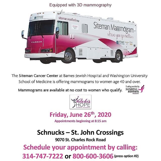 It's Midday Mammogram Monday!!!
Call and make.your appointment winning women.. Take care of you!!! 314 747 7222 ext.2