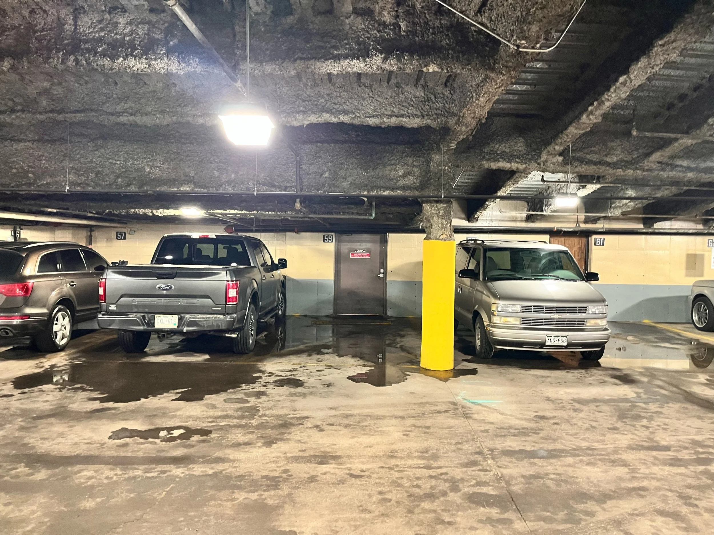 Interior parking garage to tunnel