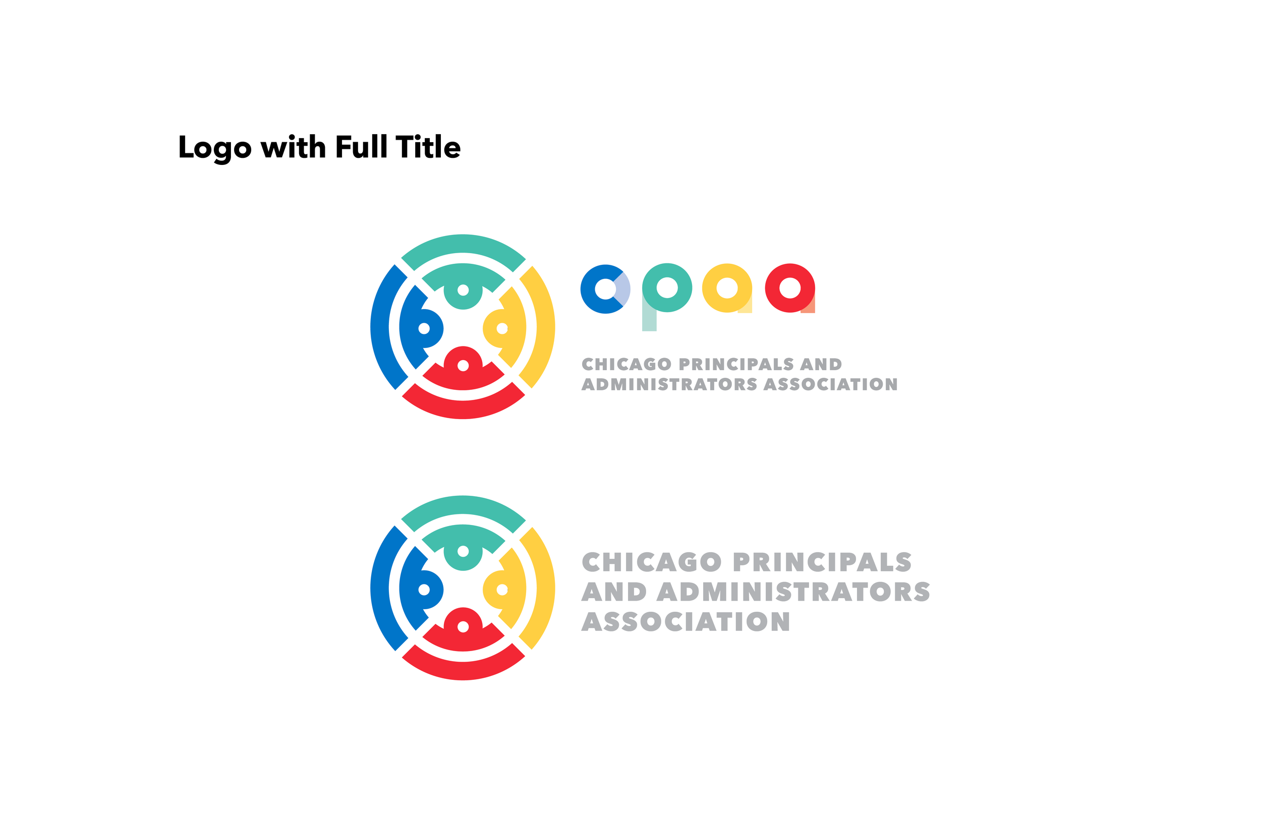 This logo has multiple variations (with logotype, with company name, different color applications) which allows it to be flexible and adapts to all of CPAA's design needs. It is simple, bold, and fresh. The abstract figures reflects values such as community and unity for Chicago's educational leaders.