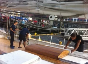 Harbor School Interns working aboard The Schooner Pioneer.