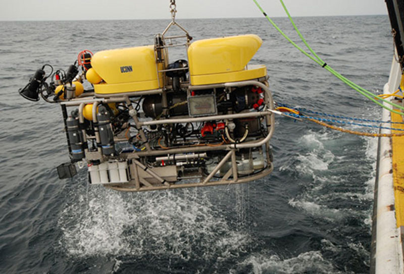 Pictured above is a large ROV being launched from Nancy Foster in 2012