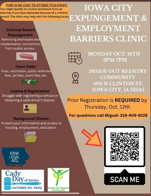 Iowa City Expungement &amp; Employment Barriers Clinic 