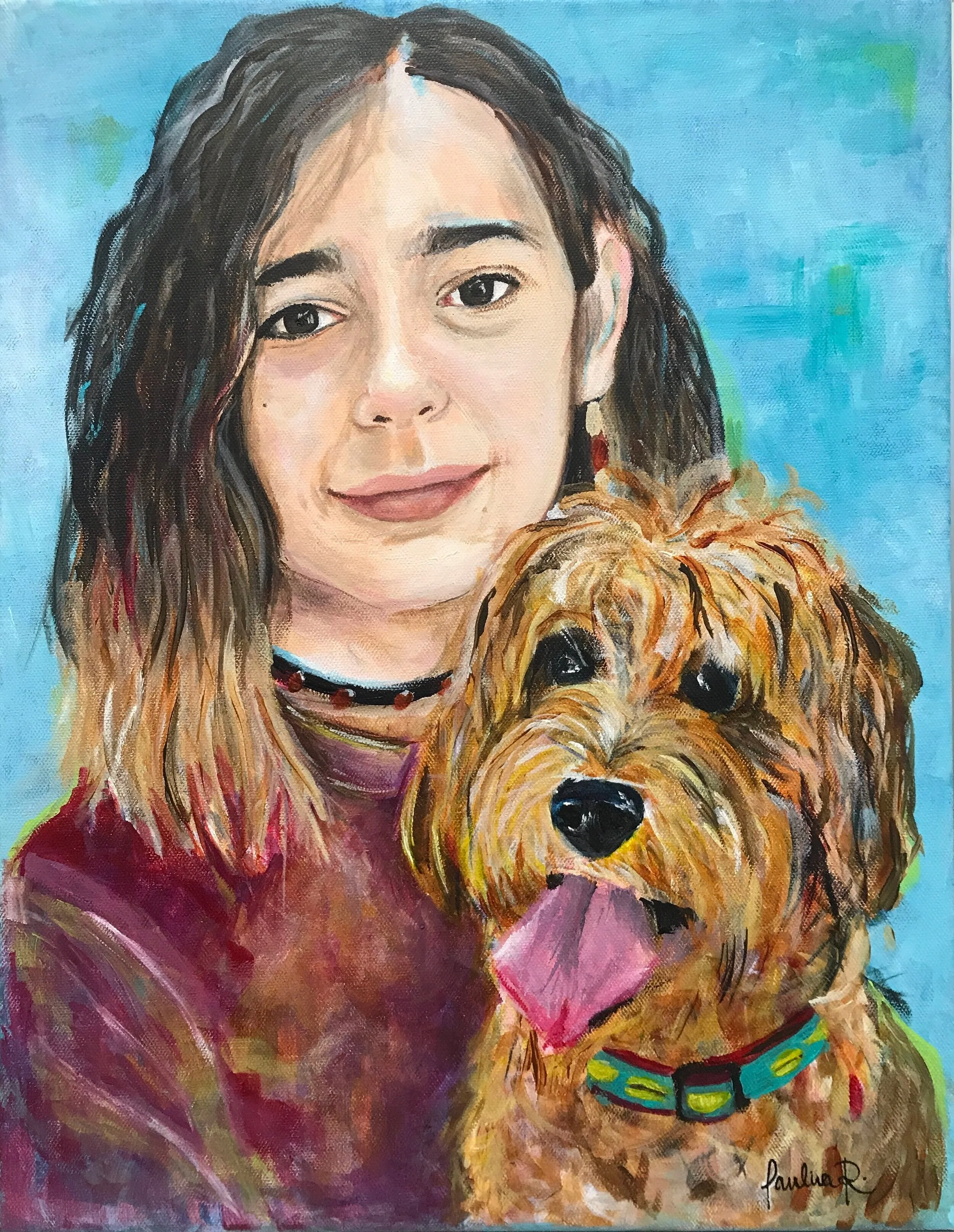 Portrait of girl with dog 