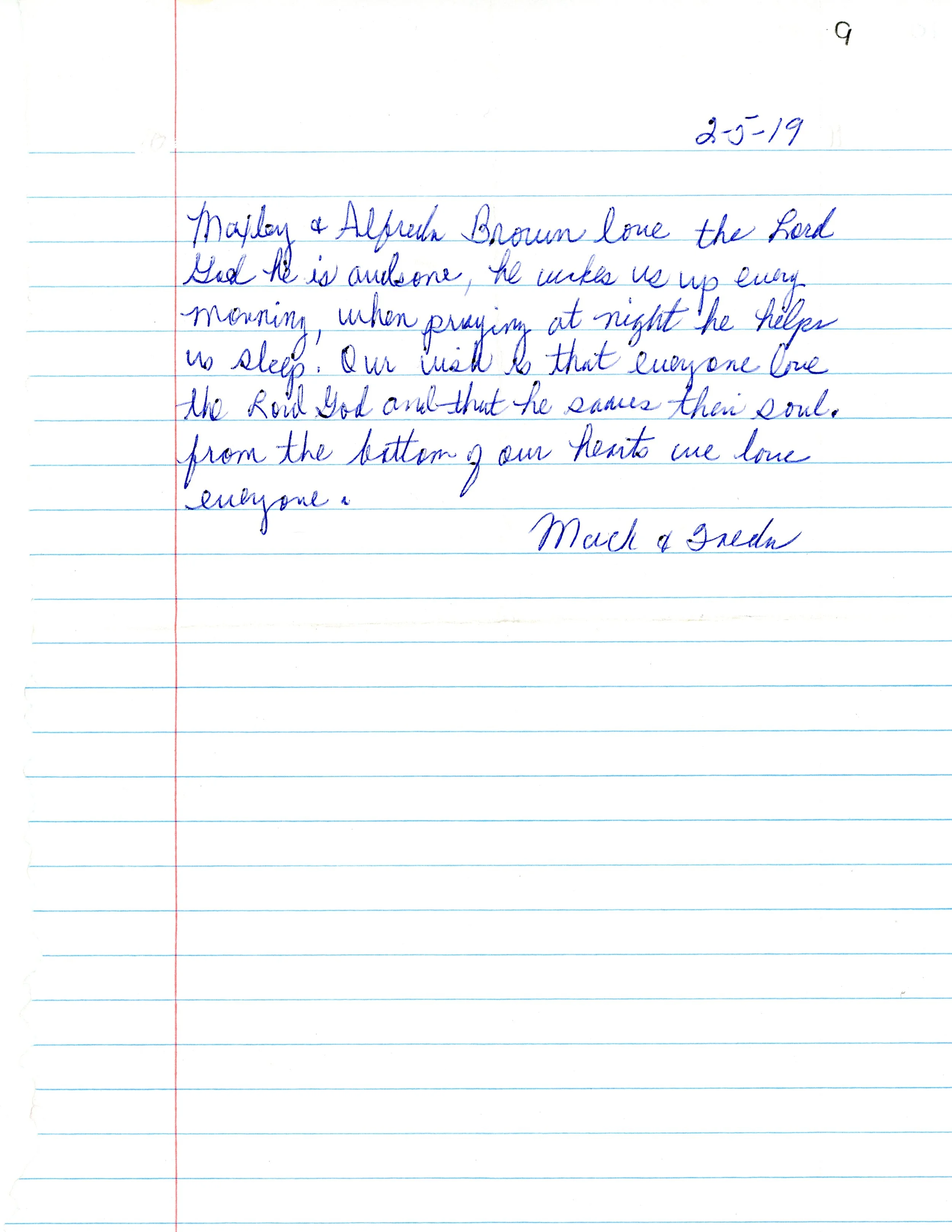 Mack & Freedas Letter.