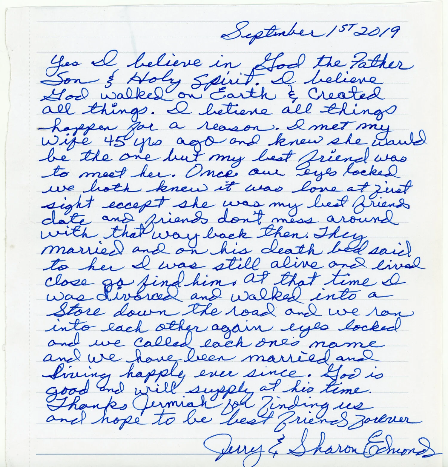 Jerry & Sharons Letter