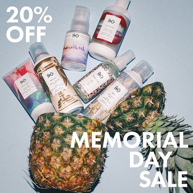 Starts at midnight. Shop the link (in bio) through Monday and save 20% off your favorite R+Co products. Questions on products? Give us a shout. Have a great weekend friends.