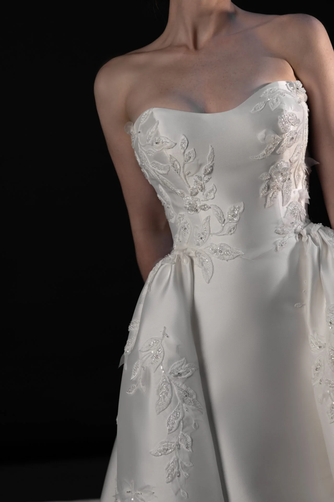 Strapless Fit-and-Flare Wedding Dress with Detachable Overskirt