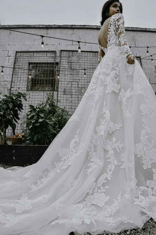 LAVAL~ Long Sleeve Lace A-Line  Mira Bridal Couture