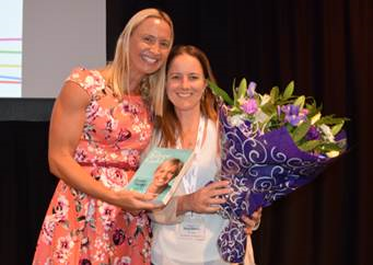   Olympian Brooke Hanson with Emma Withers from Kilsyth Centenary Pool  