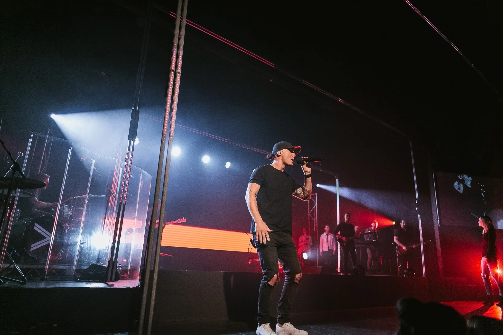 D Minor performing on stage.
