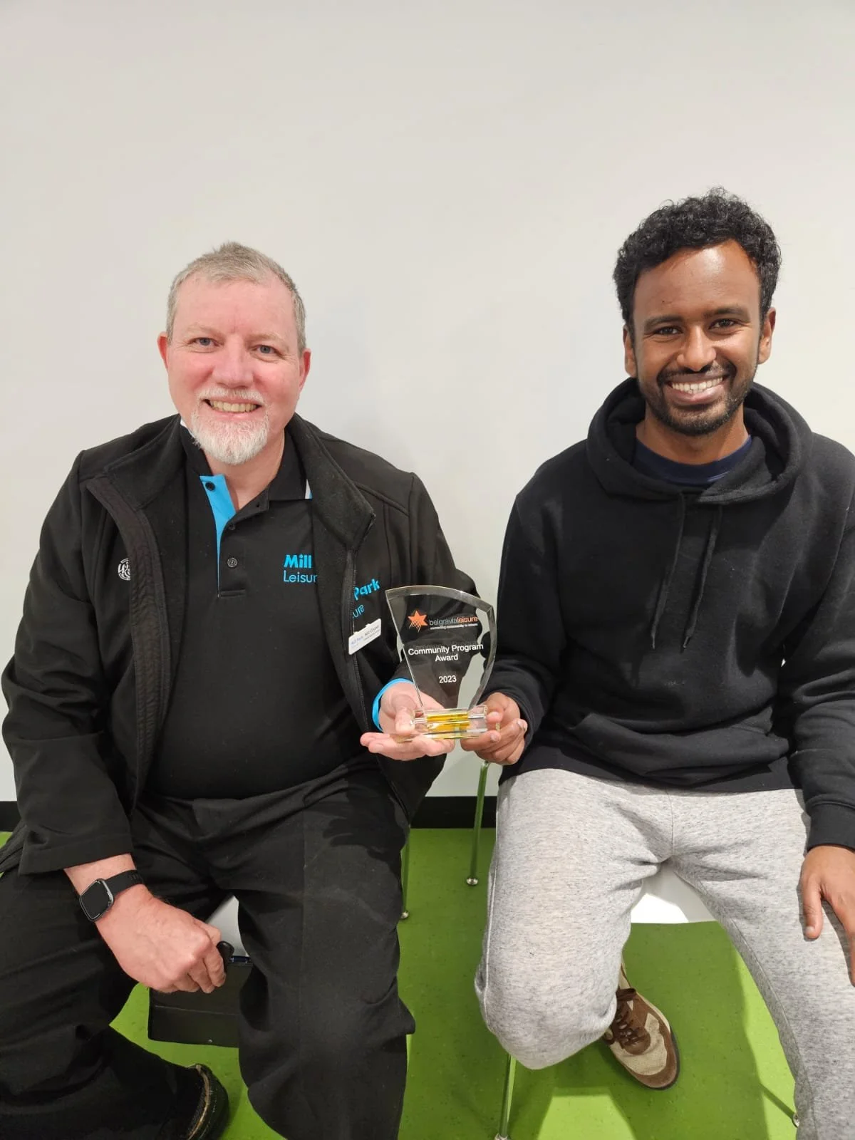 Yusuf and Belgravia Leisure’s Community Engagement Coordinator, Aziz Cooper were proud recipients of Belgravia Leisure’s Community Program Award for the Somali Men’s Swim Program at Mill Park.