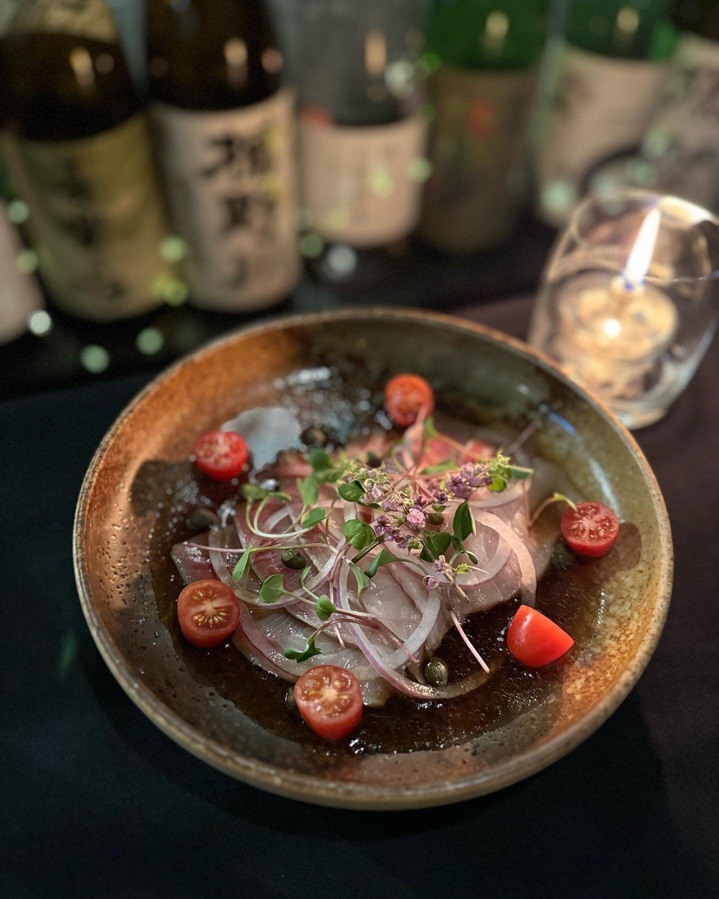 Introducing our Hamachi Carpaccio! 💛💫

Featuring premium hamachi, drizzled with yuzu citrus soy sauce and sesame oil. The vibrant medley of cherry tomatoes, red onions, and micro greens adds the perfect touch. This refreshing plate is also availabl