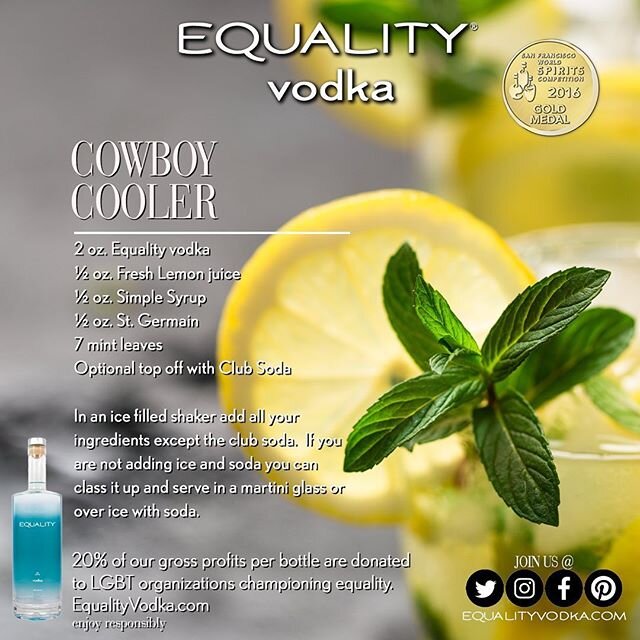 Happy Saturday! It&rsquo;s #5ocklocksomewhere so mix up the @equalityvodka cocktail #TheCowboyCooler made for our guest #JacquiSquatriglia @flamingsaddlesjacqui &amp; catch up on her episode FREE on #iTunes #Spotify #SoundCloud &amp; #iheartradio OR 