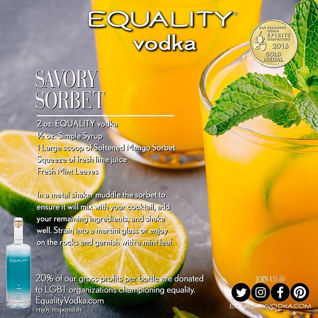 Happy #Pride It&rsquo;s #SundayFunday &amp; it&rsquo;s #5oclocksomewhere so mix up the @equalityvodka cocktail #TheSavorySorbet made for our guest @chamberlin.kevin &amp; catch up on our chat on #ilovemywifepodcast It&rsquo;s FREE on all podcasting a
