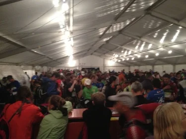 Aid station at Champex-Lac. Craziness in that tent!