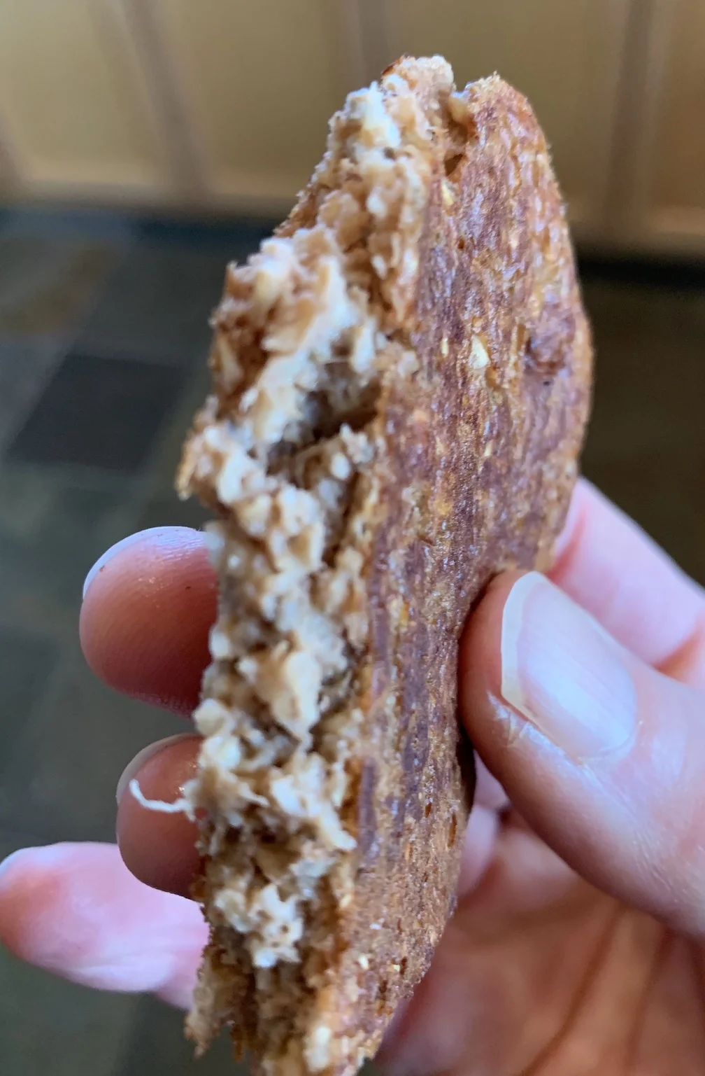 Doesn’t it look chunky? The pancake, not my fingers, you silly!
