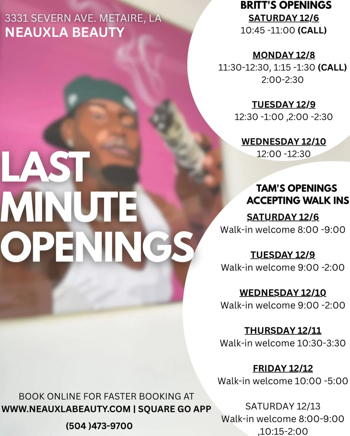 We&rsquo;ve added additional days in December ‼️ Be sure to check the calendar &amp; your emails 💌

As we move through our busiest season, please anticipate slightly longer wait times. We truly appreciate your patience and understanding. While you w