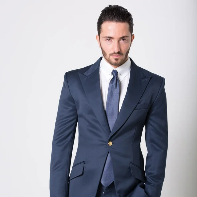 Navy Peak-Lapel Suit