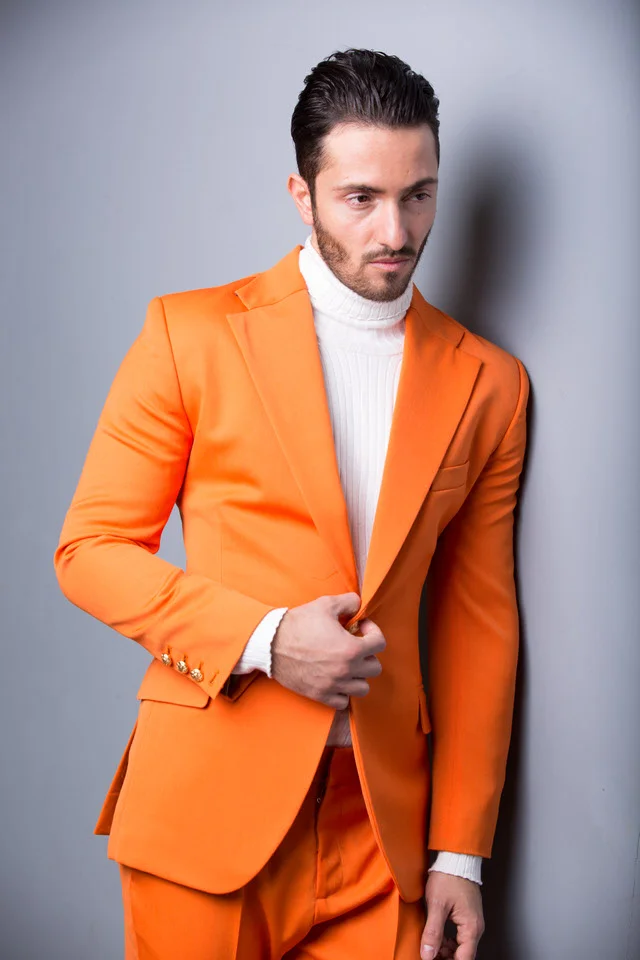 Orange Notch-Lapel Suit