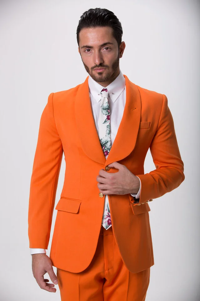 Orange Shawl-Lapel Suit