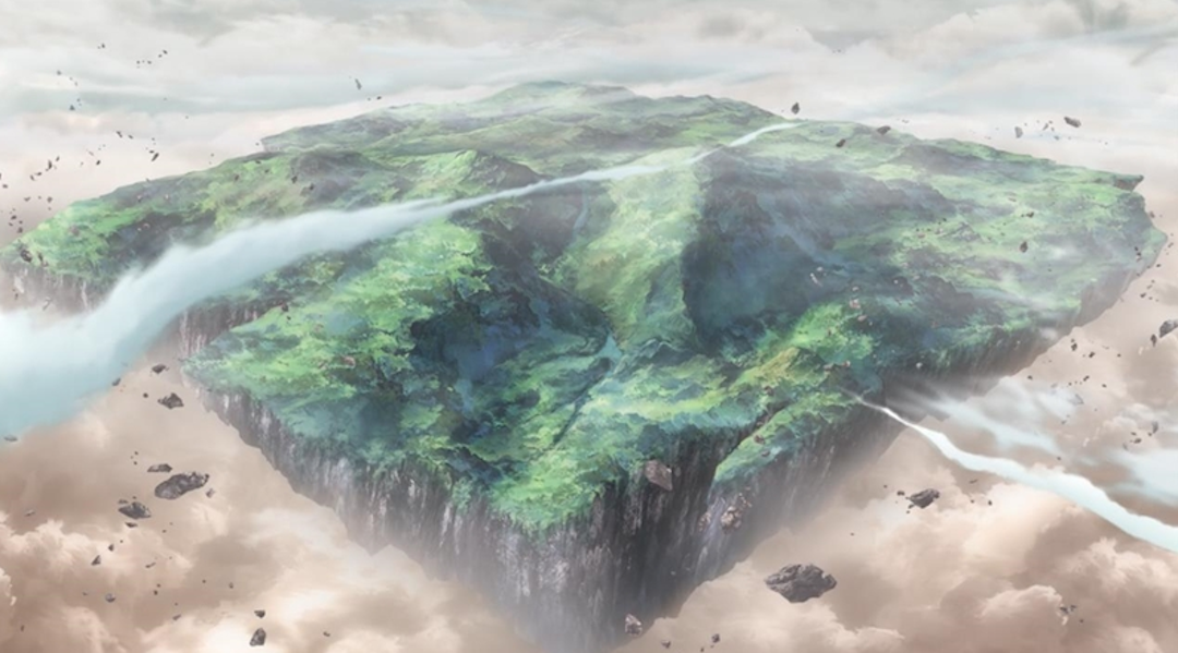 (Image courtesey of Space Battleship Yamato 2199 by AIC, TFC, Xebec and Bandai Namco Games. Website source, https://vignette.wikia.nocookie.net/yamato/images/0/01/FloatingContinent2199.png/revision/latest?cb=20140831123049 )