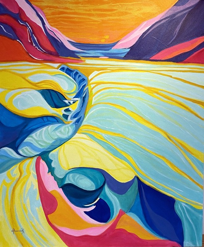'Sizzling' - Columbia Icefields Series - 35"x42",, acrylic on birch panel $1500 SALE: $900