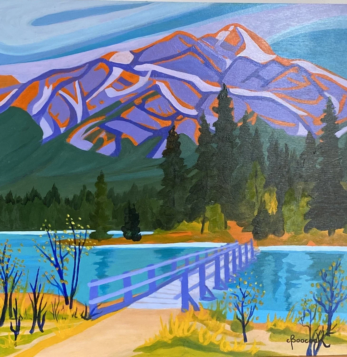 'Pyramid Bridge' - 16" x 16' - acrylic on birch panel - $400 - SALE: $300