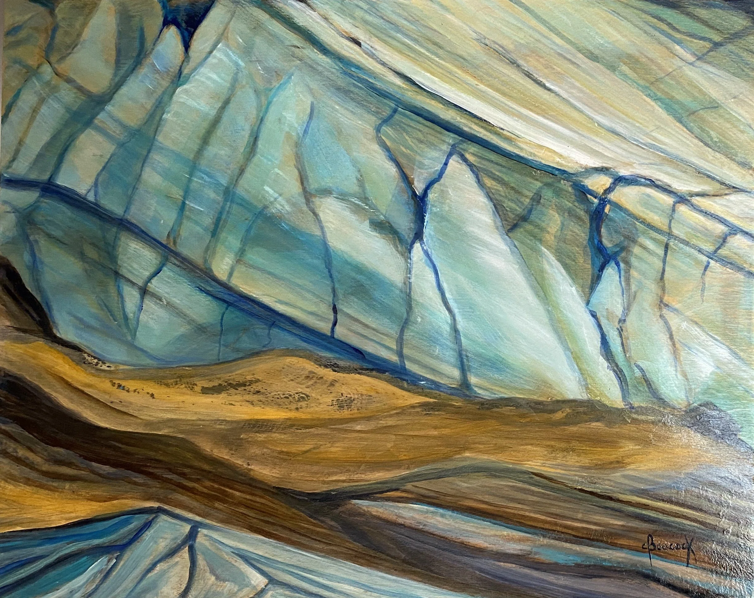 'Glacial Abstract IV' - 16 x 20 - acrylic on birch panel $400 - SALE: $300
