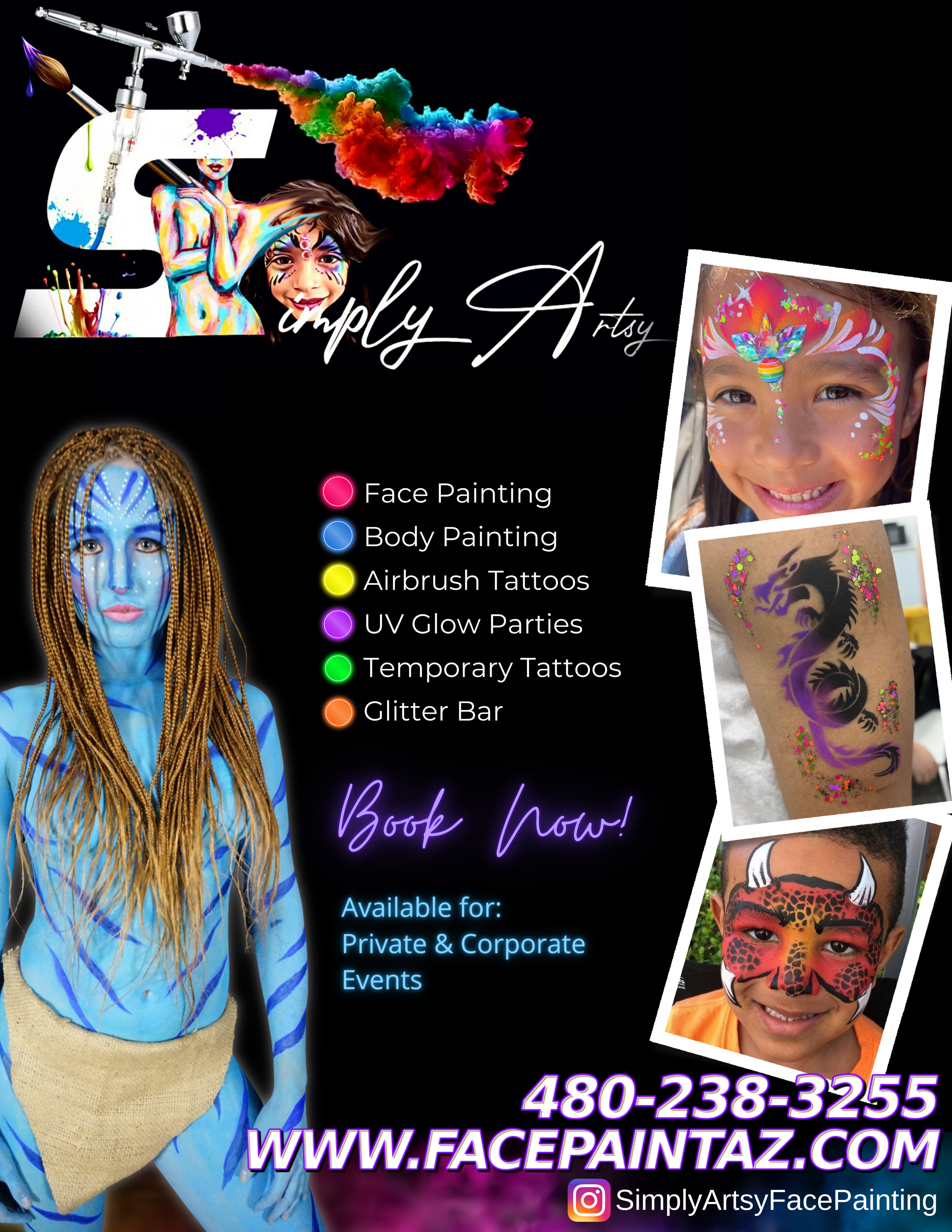 Face Paint - Body Paint Temporary Body Art Tattoo - Water based