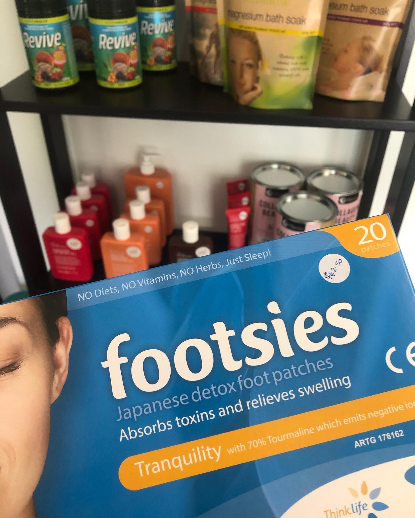 Footsies are Japanese detox foot patches which absorb toxins and relieve swelling. 

Revive is a premium superfood blend with herbs which boosts immunity.

Caro uses Collagen in her coffee - it levels out blood sugar amongst other things.